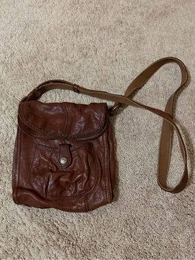 Lucky Brand Distressed Brown Leather Crossbody Bag